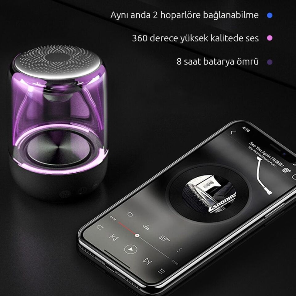 Magicvoice Mv-24695 600 Mah Taşınabilir Rgb Mikrofonlu Aux Tf Kart Bluetooth 3 Watt Mini Speaker Hoparlör Ses Bombası