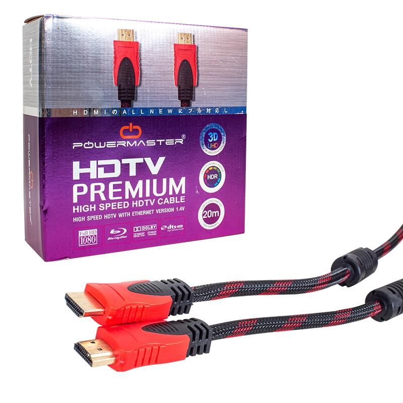 Powermaster 20 Metre Örgülü HDMI Kablosu 1.4 Versyon 3D Ultra Hd Destekli