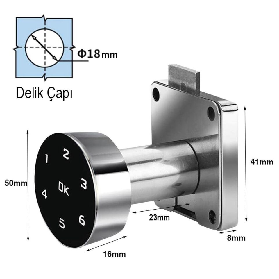 Ayt Powermaster PM-26730 Çekmece Dolap Kilidi Dijital Numaralı Standart Gömme Kilit