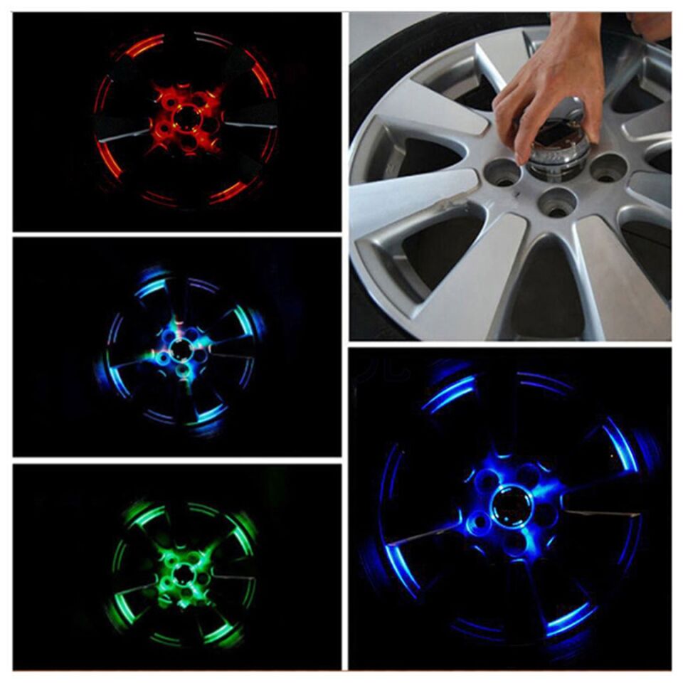 Ayt Sunup Led Işıklı Araba Tekerlek Göbek Kapağı 12 Led 4 Renk 6.5x6.5x4.5cm Oto Jant Ortası Kapak