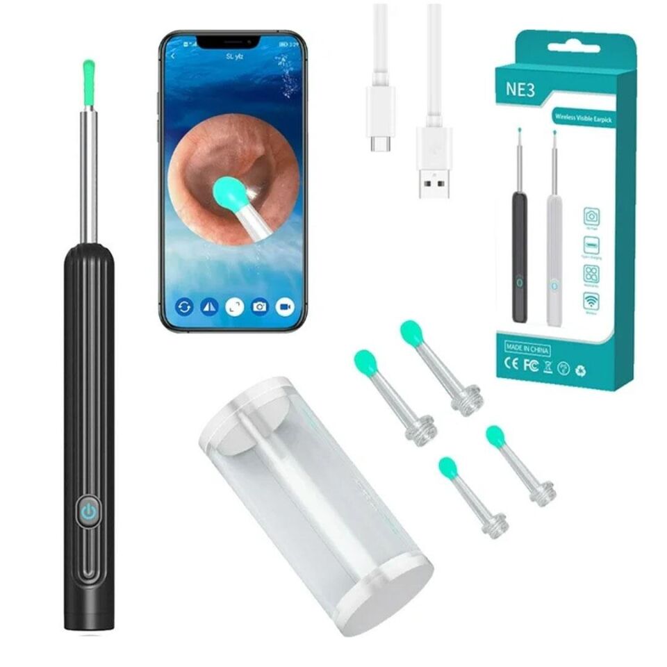 Powermaster Endoskop Kameralı Kulak Temizleme Cihazı Aleti Android İos Uyumlu HD Görüntü Kalitesi Yedek Başlık