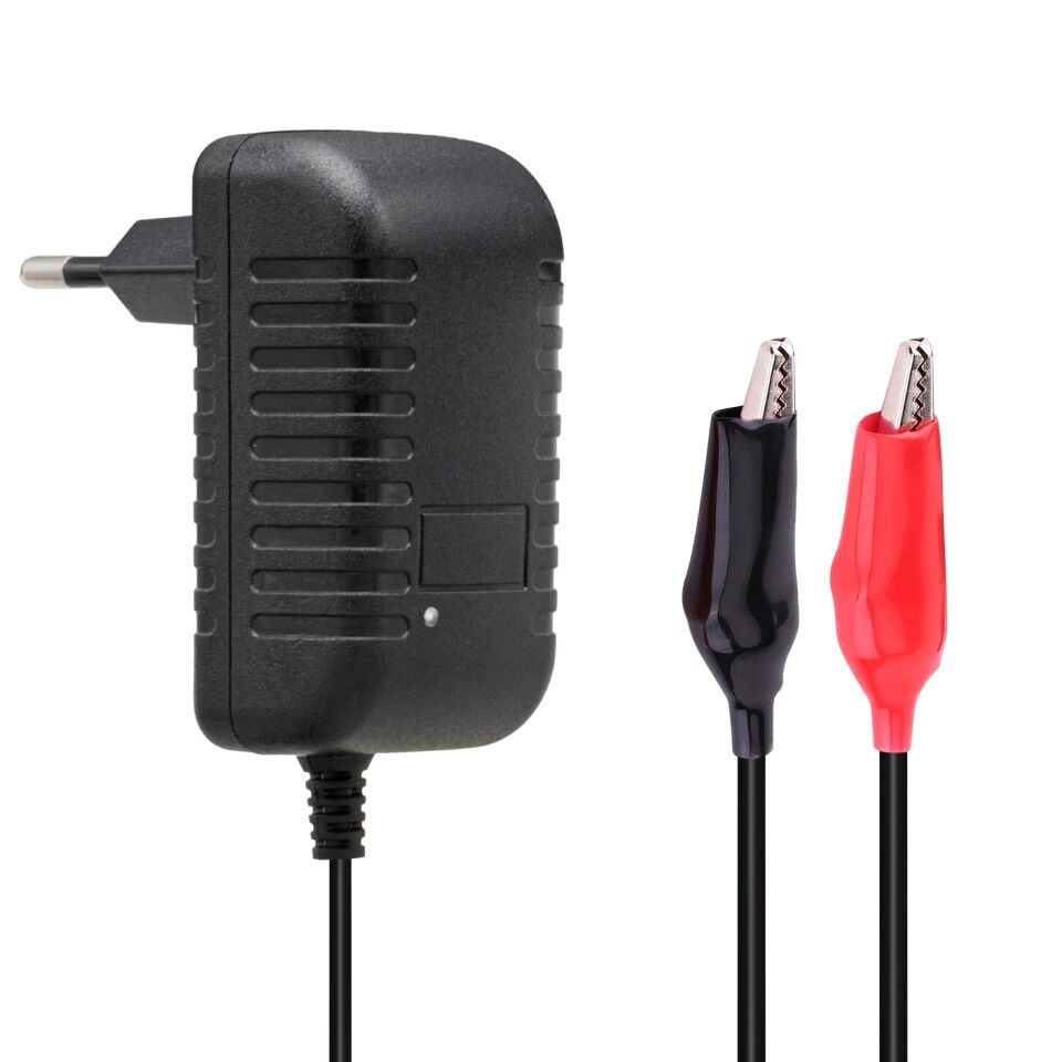 Weko 14.4 Volt 1 Amper Krokodil Uçlu Adaptör Akü Şarj Cihazı Aleti Kuru Asit Jel Aküde Kullanılır 14.4V-1A