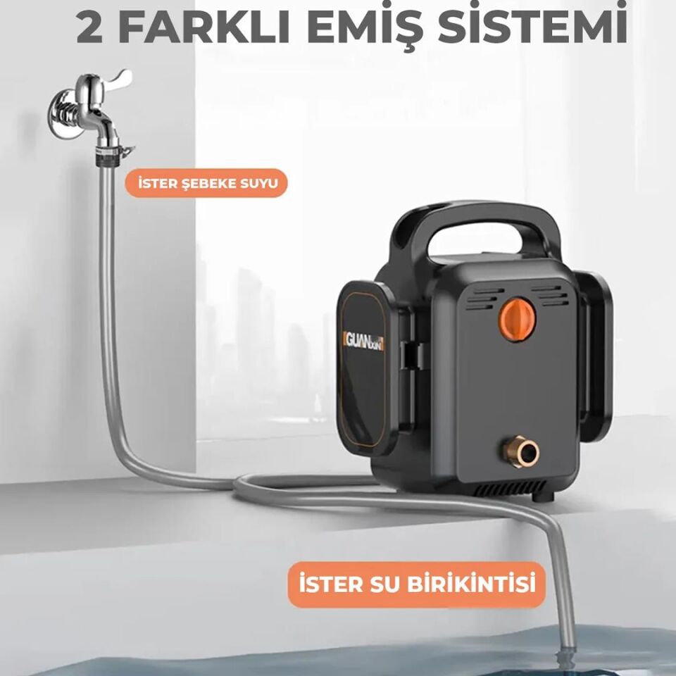Powermaster PM-24688 Pratik Yüksek Basınçlı Araç Oto Yıkama Makinesi Kovadan Su Çekme Özellikli