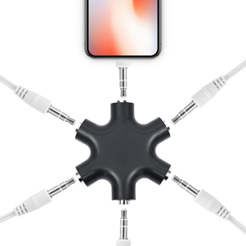 Powermaster Aux 6 Lı Çoklayıcı 3.5 Mm Kulaklık Mikrofon Çoklayıcı Aparat