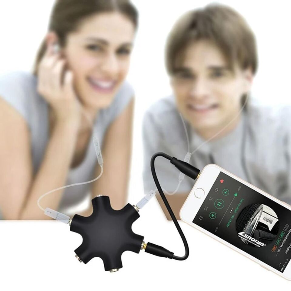 Powermaster Aux 6 Lı Çoklayıcı 3.5 Mm Kulaklık Mikrofon Çoklayıcı Aparat