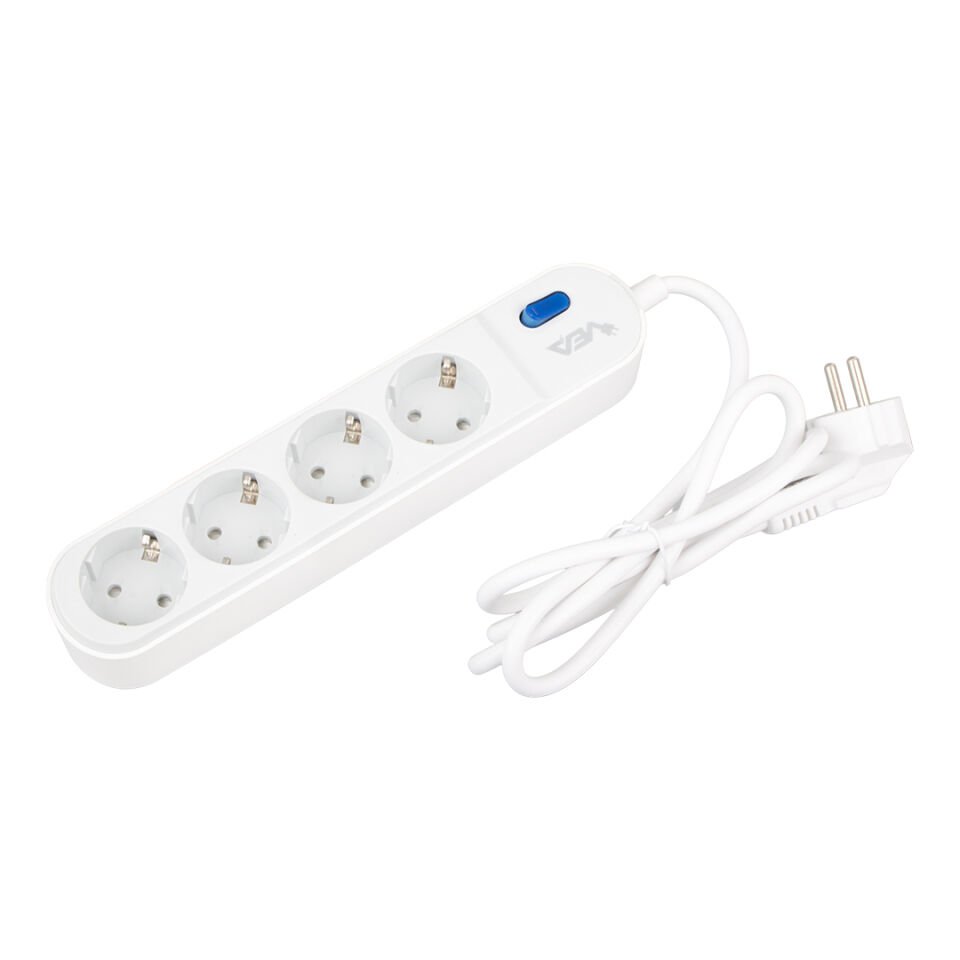 Vea VE-VEGA104 Grup Priz 4 Lü Akım Korumalı Priz Anahtarlı 3500 Watt 16 Amper Uzatma Kablo 1.5 Metre