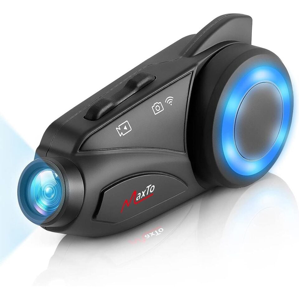 Powermaster Maxto M3 1080P Kameralı Motosiklet Bluetooth Intercom Kulaklık (6 Kişi Destekli)
