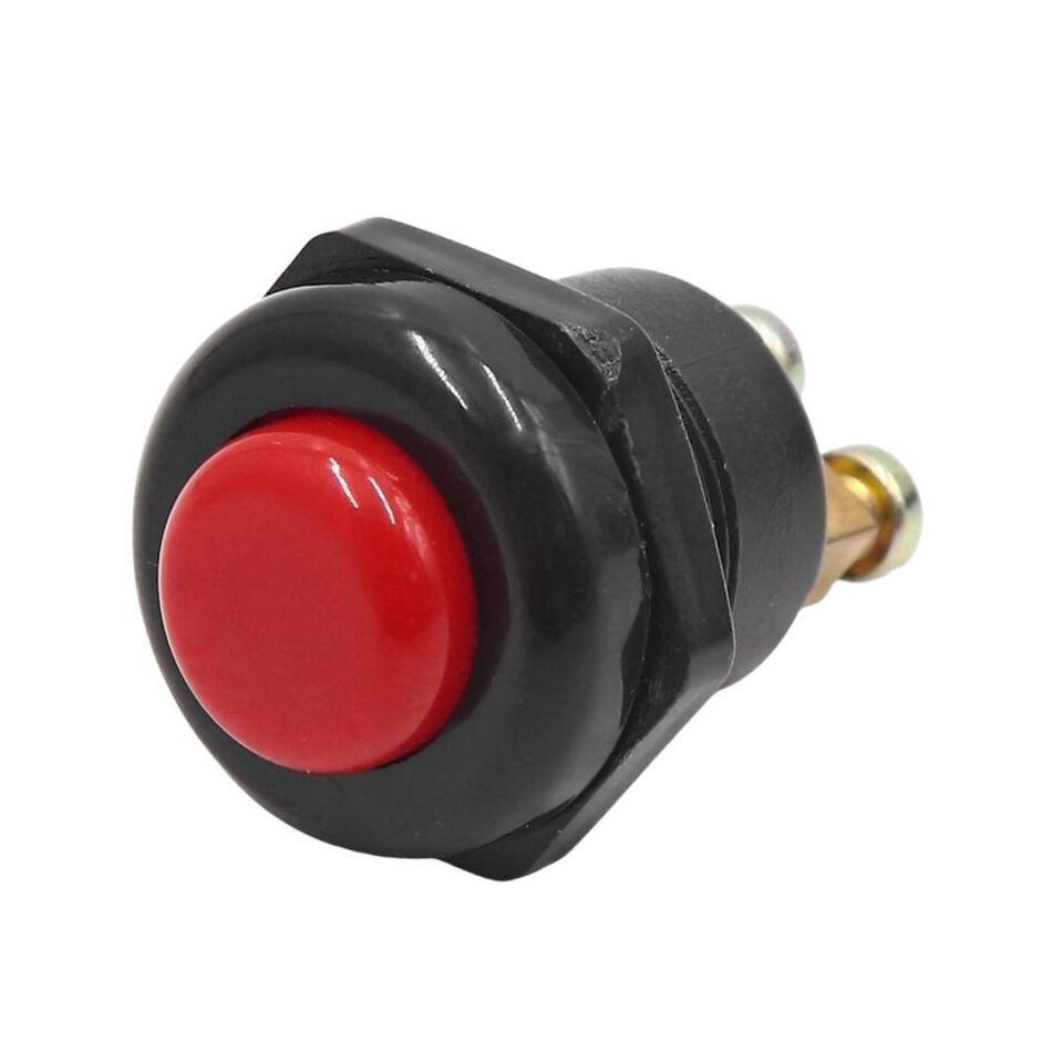 Ayt IC-180A-1 Plastik 22 Mm Kırmızı Metal Marş  Korna Butonu Bas Çek Buton Düğme 2 Pinli
