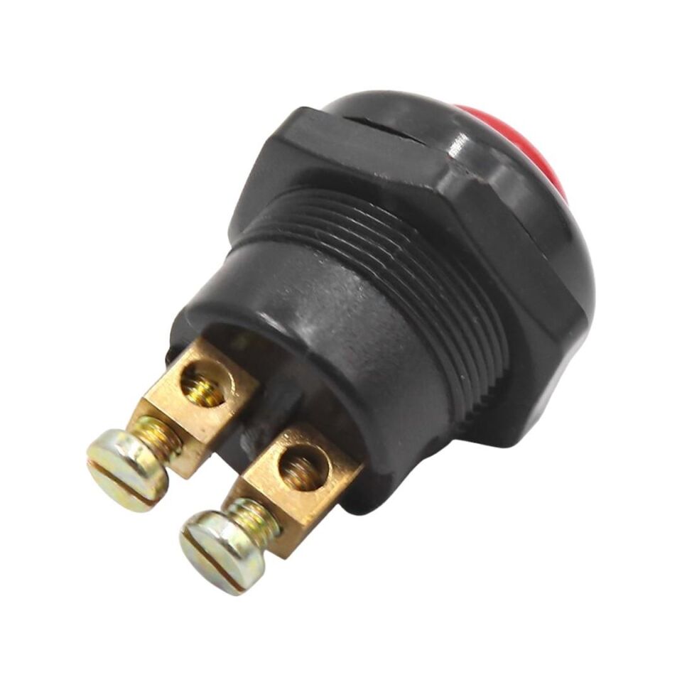 Ayt IC-180A-1 Plastik 22 Mm Kırmızı Metal Marş  Korna Butonu Bas Çek Buton Düğme 2 Pinli