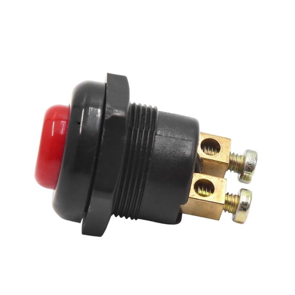 Ayt IC-180A-1 Plastik 22 Mm Kırmızı Metal Marş  Korna Butonu Bas Çek Buton Düğme 2 Pinli