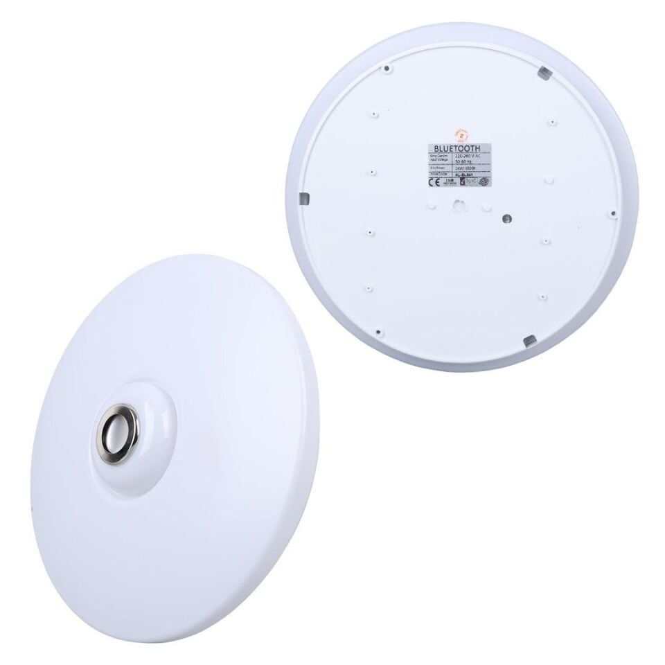 Ayt Poweramster PM-27331 Beyaz 34x9 Cm 24 Watt Bluetooth Hoparlörlü Tavan Aydınlatma Ses Bombası Hoparlör