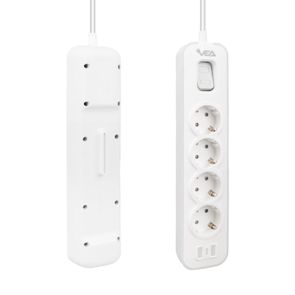 Vea VE-NOVA104 A Class 4 lü Anahtarlı 1.5 Metre Grup Priz Akım Korumalı Priz 4000 Watt 16 Amper Uzatma Kablosu