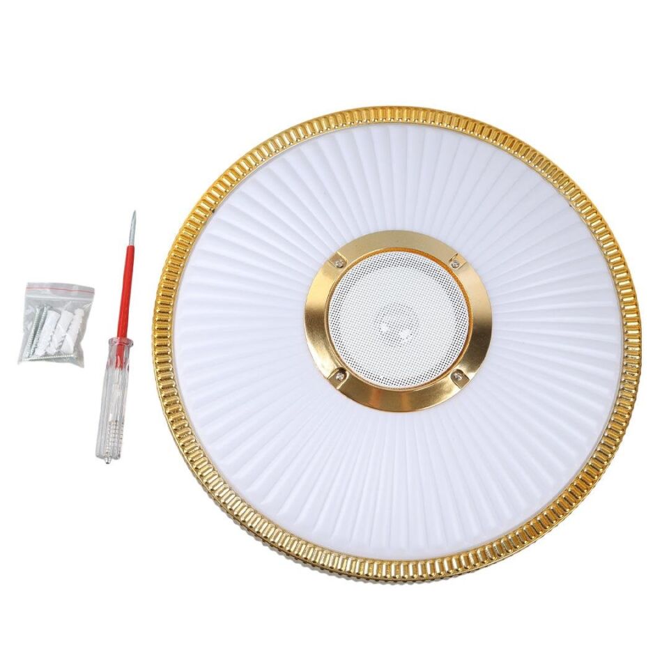 Ayt Poweramster AL-BL300 Beyaz 34x8.5 Cm 24 Watt Bluetooth Hoparlörlü Tavan Aydınlatma Ses Bombası Hoparlör