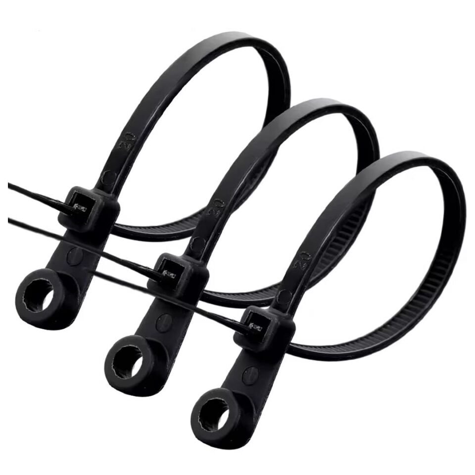 Powermaster PM-26326 Vida Delikli Kablo Bağı Plastik Kelepçe 100Lü Paket Siyah 2.5X100mm Klemens Klips Cırt Cırt