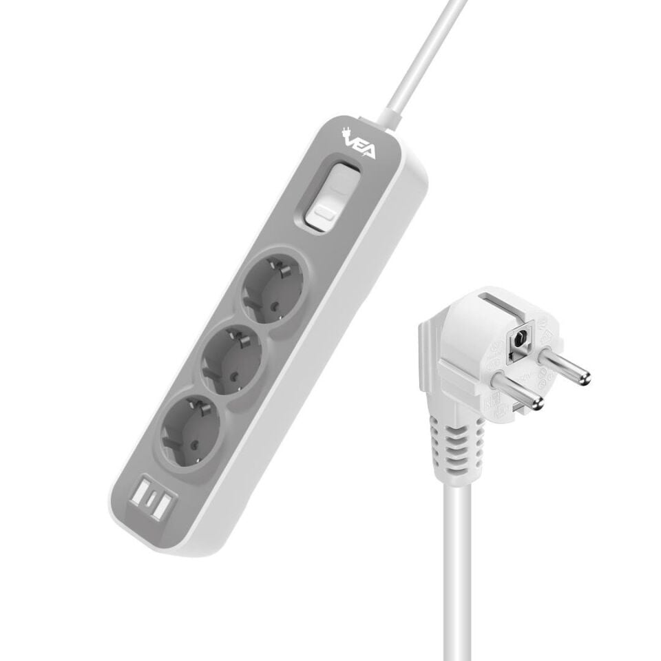 Vea VE-NOVA103 A Class 3 lü Anahtarlı 1.5 Metre Grup Priz Akım Korumalı Priz 4000 Watt 16 Amper Isıya Dayanıklı