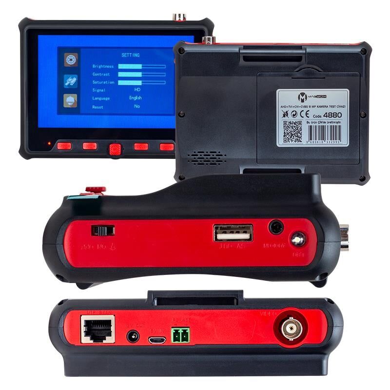 Magbox MG-4880 AHD+TVI+CVI+CVBS 8 MP Kamera 5 İnç Ekran Test Cihazı