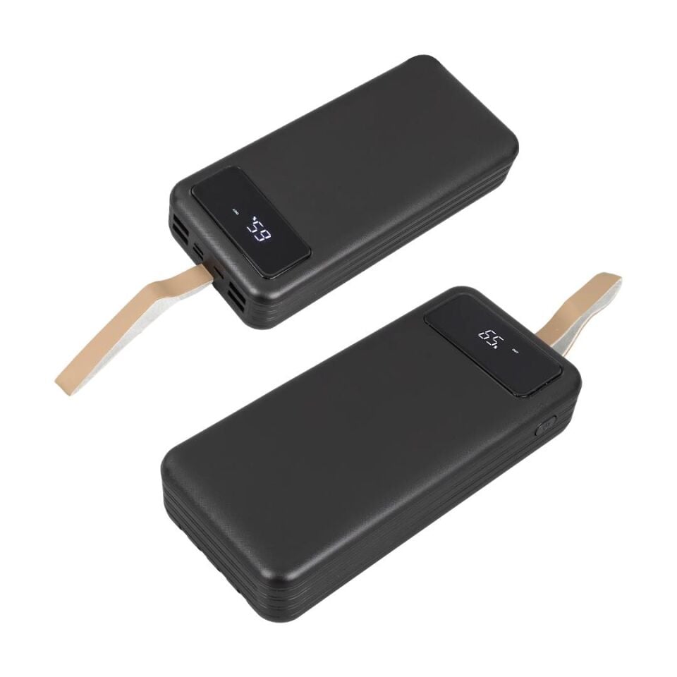 Ayt Powermaster K047-20 20000mAh Dijital Göstergeli Usb Micro Lightning Type-C Kablolu Fenerli Powerbank Güç Kaynağı