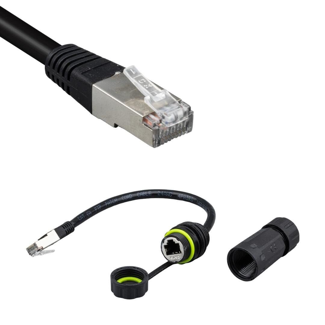 Powermaster RJ45 Erkek Dişi Konnektör Su Geçirmez İnternet Soket Girişli Konnektör Ethernet Kablo Ucu