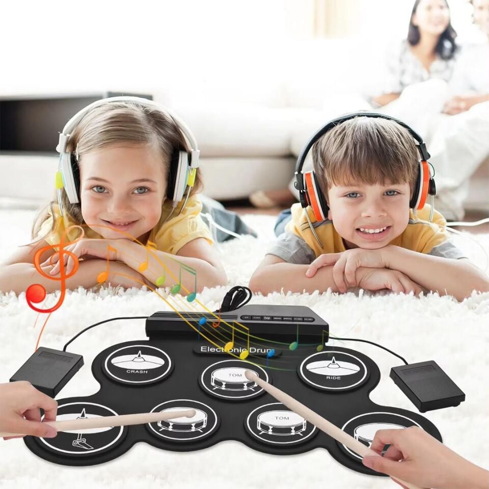 Ayt Magicvoice G3002 Elektronik Bateri Roll UP Davul Matı Kiti 7 Ped Elektro Baterisi Davul Seti Müzik Aleti