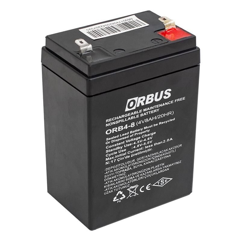 Ayt Orbus 4 Volt 8 Amper Kuru Tip Akü ORB4-8  68 X 45 X 95 MM
