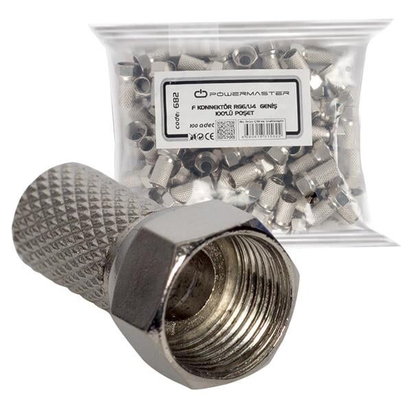 F Konnektör RG6-U4 18MM Geniş 100 Adet Uydu Kablosu Uydu Cihazı Konnektörü