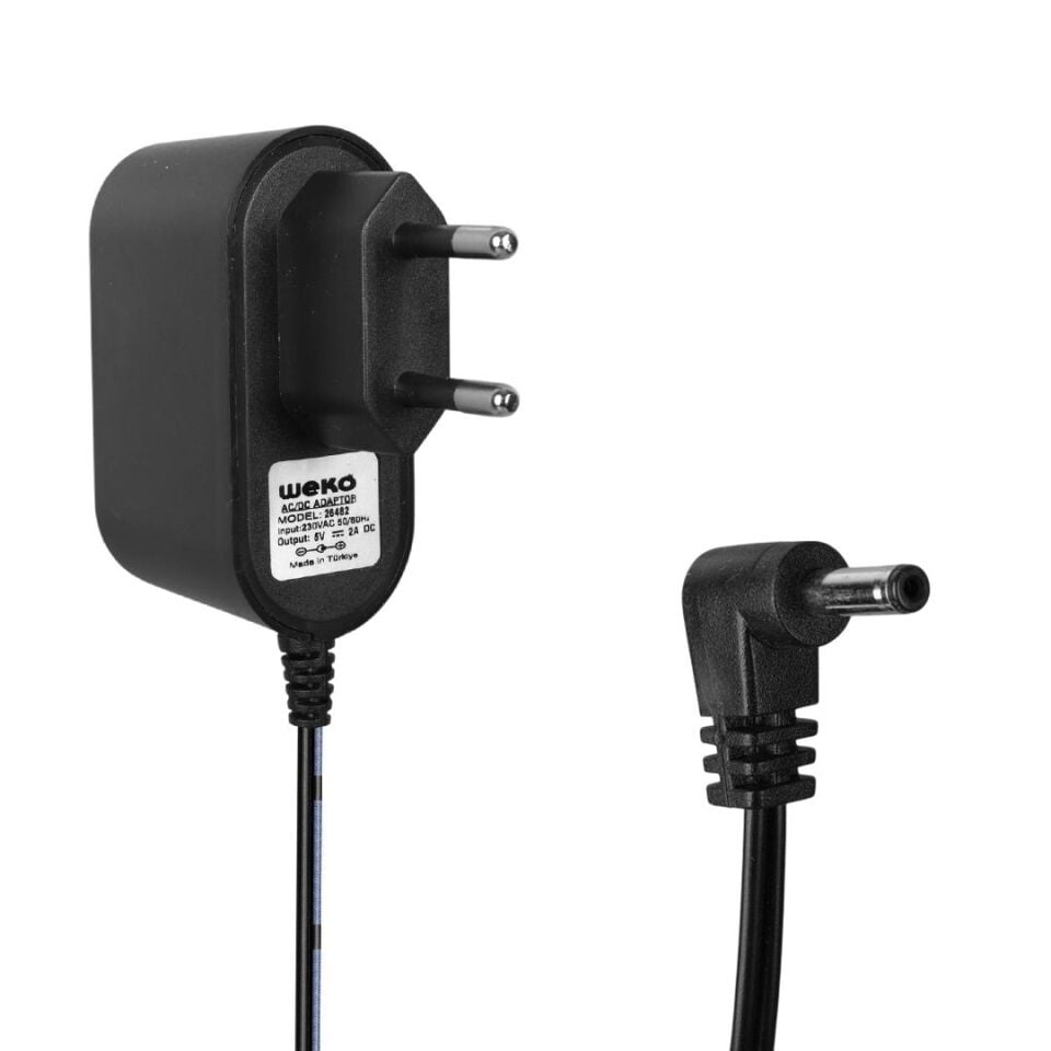Ayt Weko 5 Volt 2 Amper 10 Watt Plastik Kasa Priz Tipi Adaptör Şarj Cihazı Aleti 3.5x1.35 Uçlu