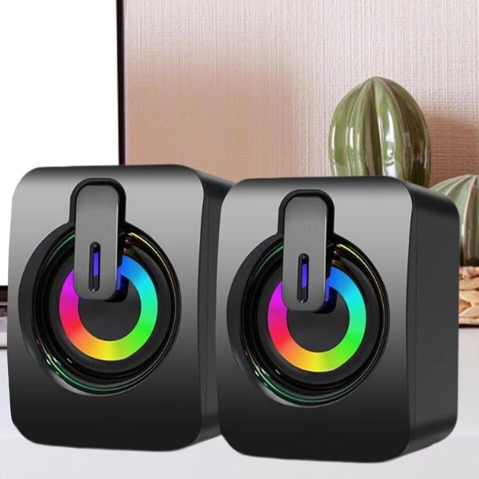 Ayt Magicvoice Mv-24836 2X3Watt Mini 1+1 Usb Hoparlör Pc Bilgisayar Hoparlörü Rgb Renkli Işıklı
