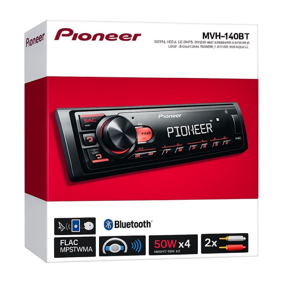 Pioneer MVH-140BT Usb Fm Aux Mp3 Bluetooth'lu Mekaniksiz Oto Teyp 4X50 Watt
