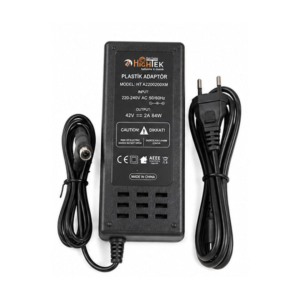 Hightek HT-4202000XM Tds Uçlu Xiaomi M365 42 Volt 2 Amper 84 Watt Elektrikli Scooter Şarj Cihazı Adaptörü