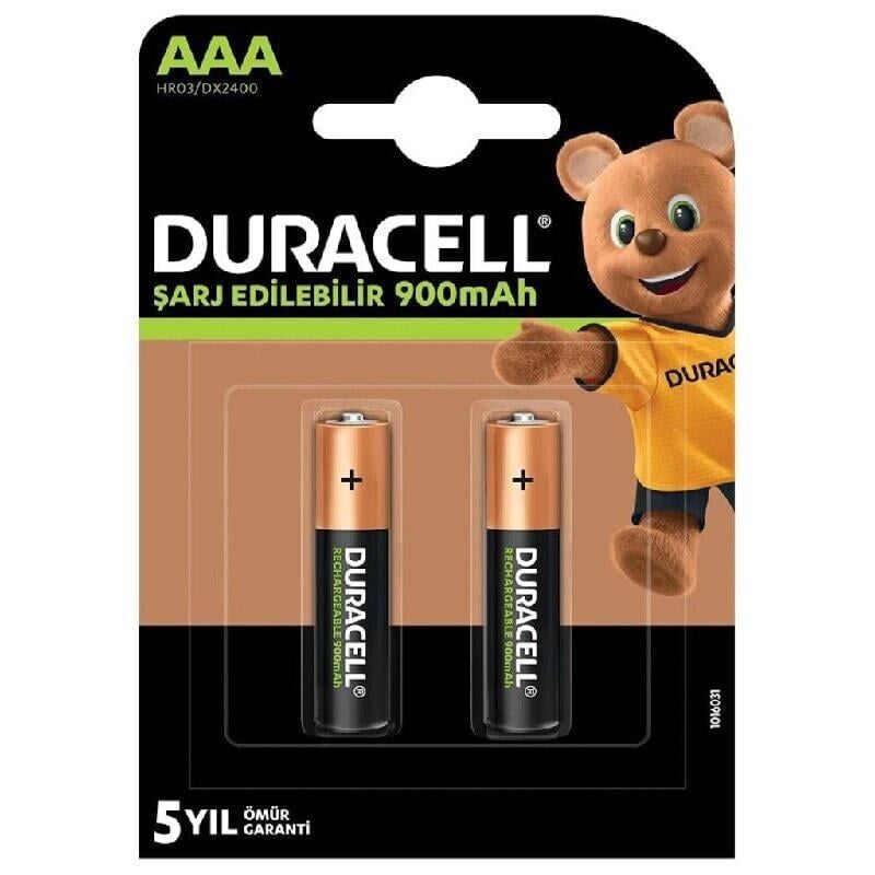 Duracell HR03 DX2400 Şarjlı 900 mAh 2'li AAA İnce Kalem Pil