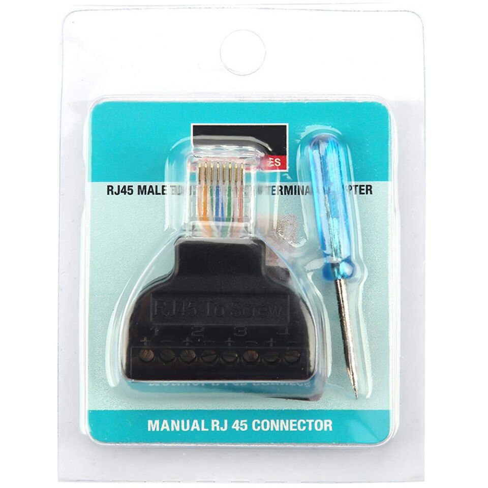 Powermaster RJ45 To 8 Pin Ethernet Screw Terminal Çevirici İnternet Soketi Jack Girişi Kesik Kablo Ucu