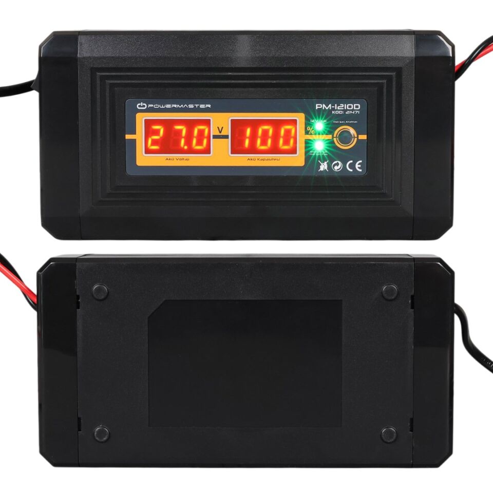 Powermaster SON-1210D 12-24 Volt 10 Amper Akıllı Akü Şarj Cihazı Aleti Dijital Ekran Dolum Sonrası Otomatik Keser