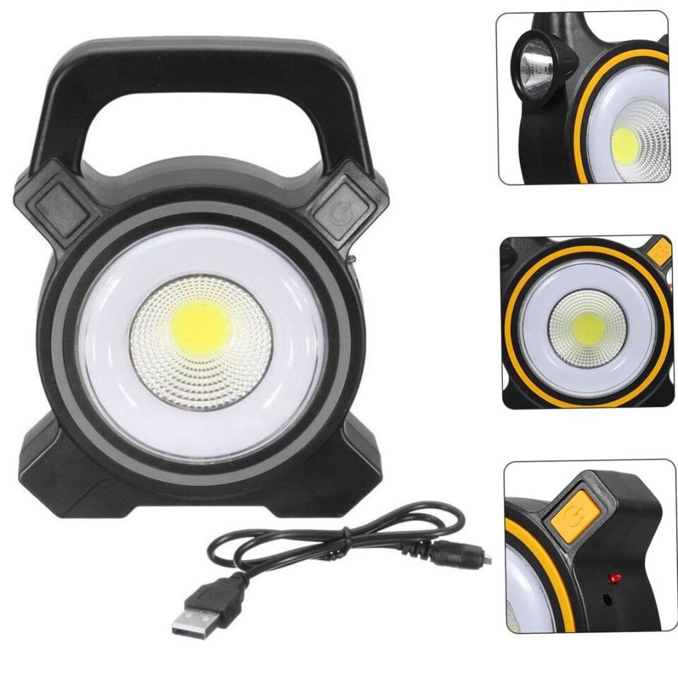Ayt Powermaster JY-819A COB ve Angel LED’li 3 Modlu Solar Usb Şarjlı Çalışma Lambası El Feneri Işıldak Kamp Lambası Led