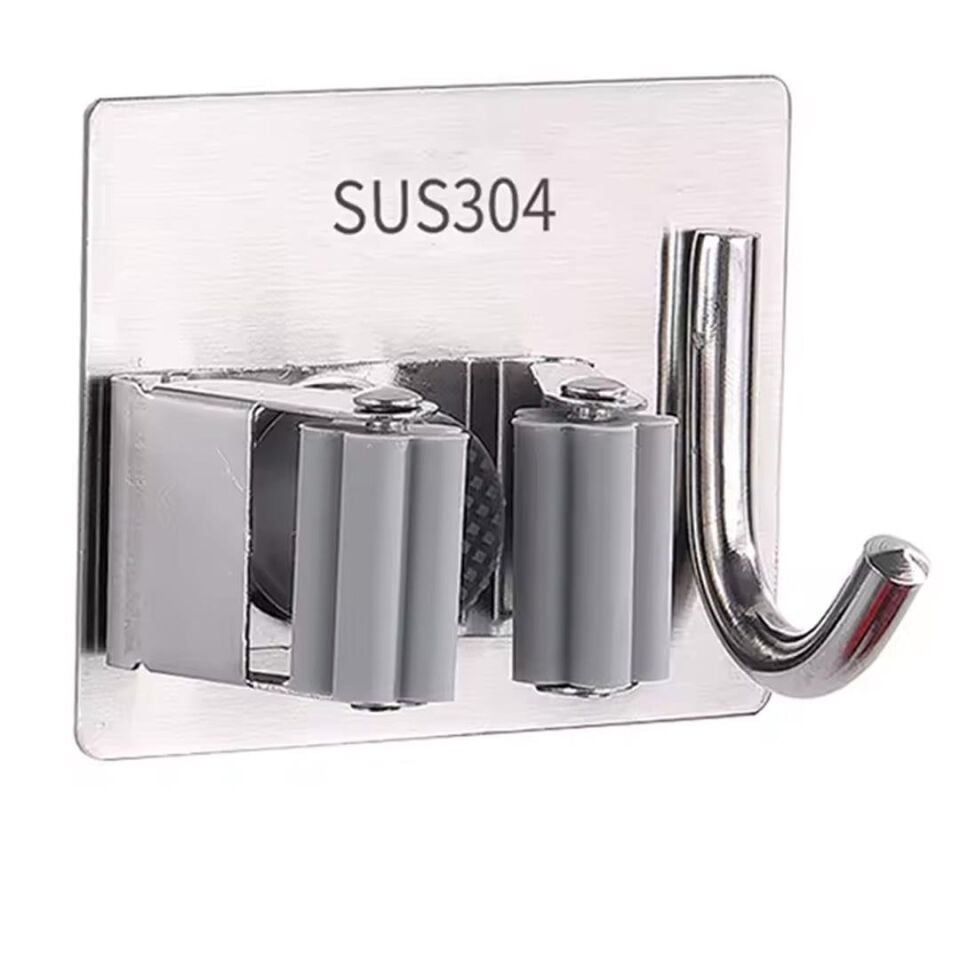 Ayt Sunup SN-26354 Kancalı Duvara Monte Süpürge Paspas Tutucu Tutacağı Banyo Düzenleyici Paslanmaz Çelik 60x80Mm