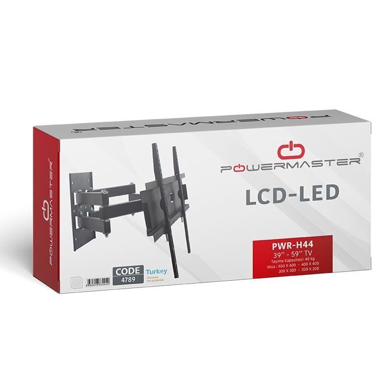 Powermaster 39-55 İnç Çift Kollu Kilitli Hareketli Lcd Led Tv Monitör Duvar Askı Aparatı 98-140 Ekran Uyumlu