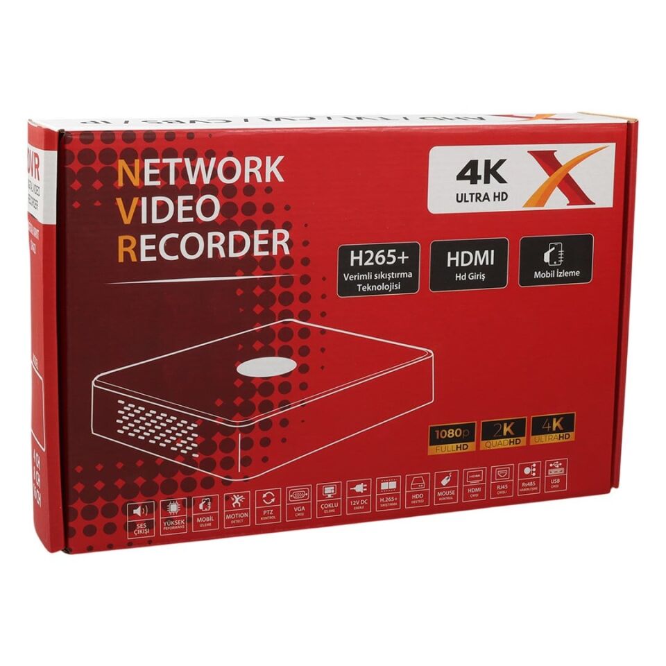 POWERMASTER KC-25021 9 KANAL 8MP H265+ NVR KAYIT CİHAZI