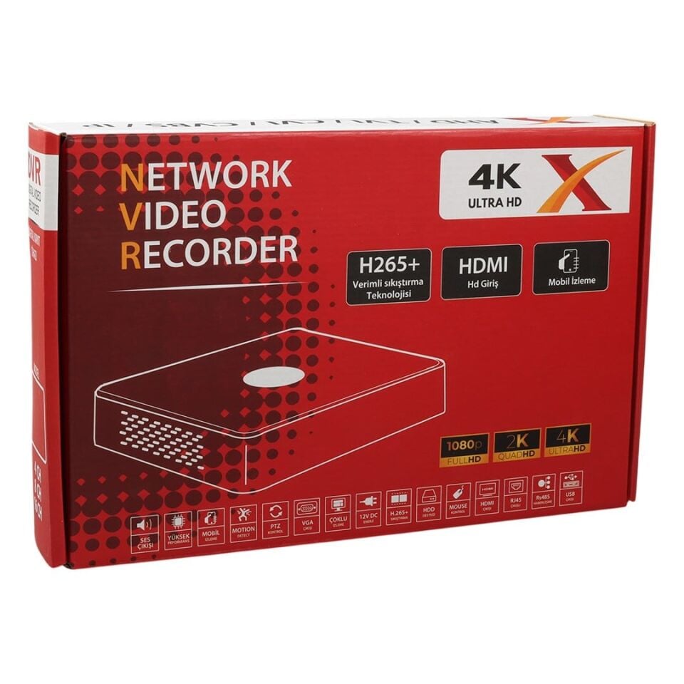 POWERMASTER KC-25021 9 KANAL 8MP H265+ NVR KAYIT CİHAZI