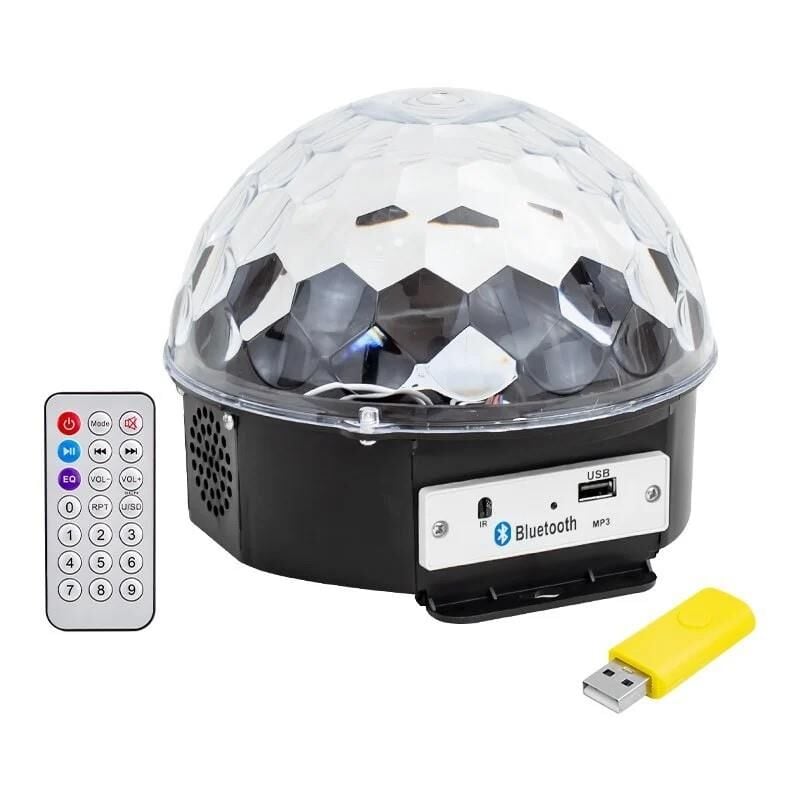 Powermaster USB Bluetooth Destekli Kumandalı Hoparlörlü Yarım Dünya Disko Topu Renkli Tavan Aydınlatma
