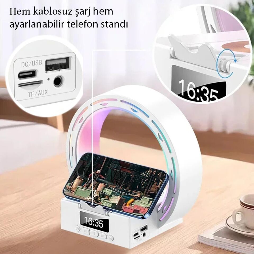 Ayt Magicmoice Bluetooth Taşınabilir Hoparlör Ses Bombası Kablosuz Telefon Standlı Şarjlı Aleti Cihazı Rgb Renkli