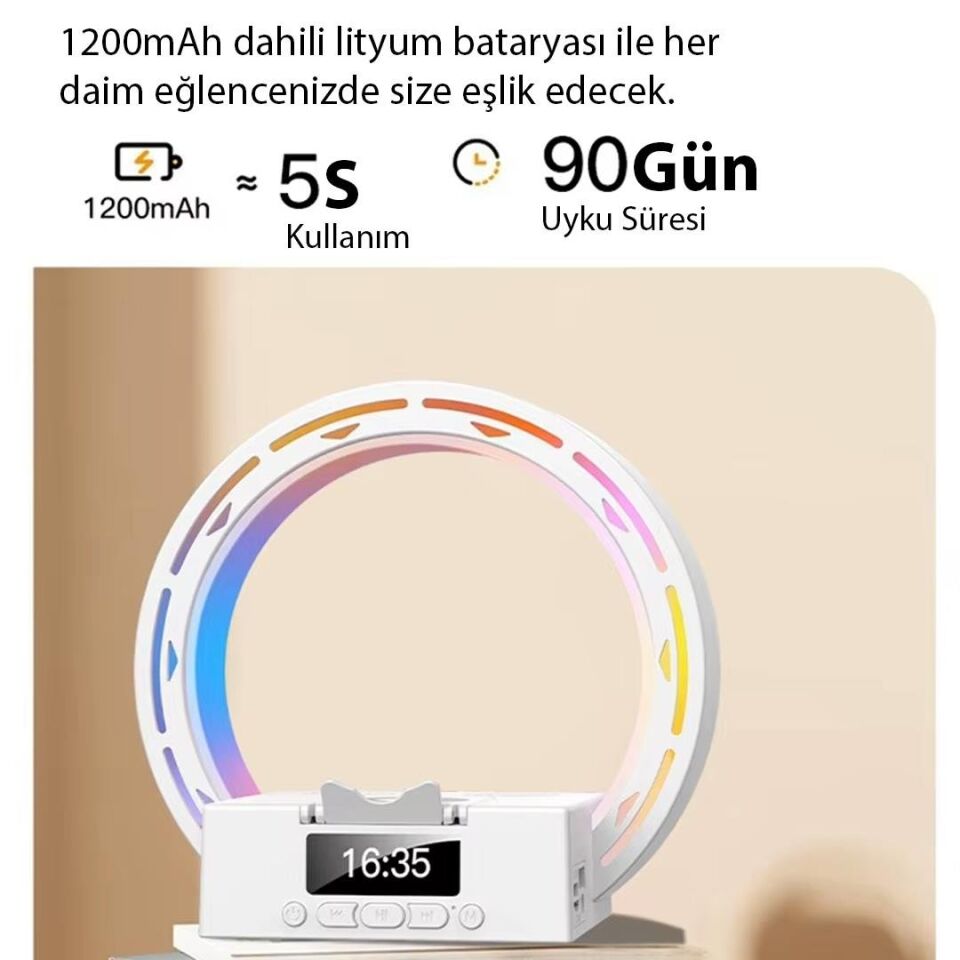 Ayt Magicmoice Bluetooth Taşınabilir Hoparlör Ses Bombası Kablosuz Telefon Standlı Şarjlı Aleti Cihazı Rgb Renkli