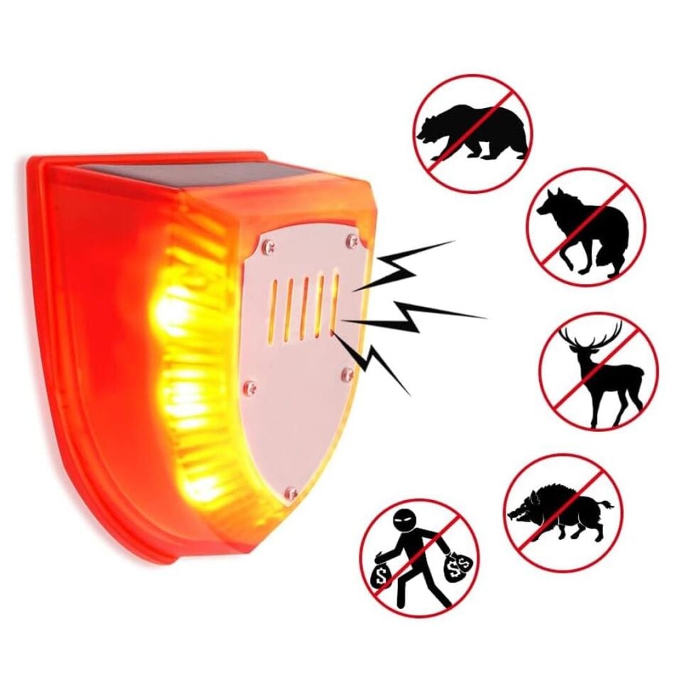 Ayt Powermaster PM-26952 Mikrofonlu Sesli Hayvan Kovucu Alarm Cihazı Solar Güneş Enerjili Panelli Vahşi Hayvan Kovacağı