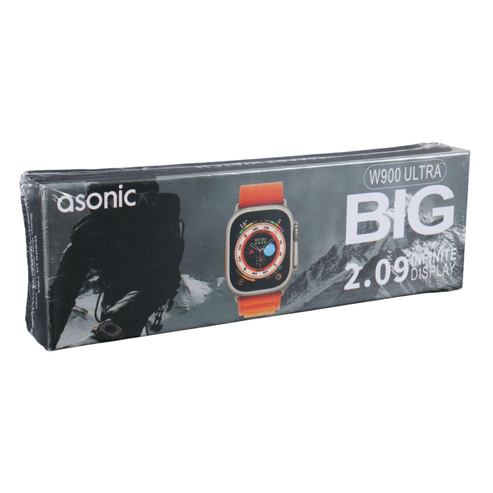 Asonic W900 Ultra IOS ve Android Uyumlu 2.09 inc Geniş Ekranlı Gümüş Akıllı Saat