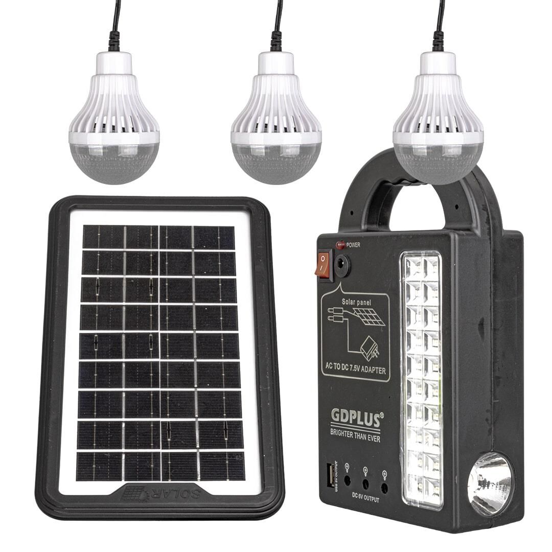 Powermaster GD-999 Güneş Güneş Enerji Panelli Solar Aydınlatma 3 Lambalı Powerbank Özellikli Kamp Lambası Aydınlatma