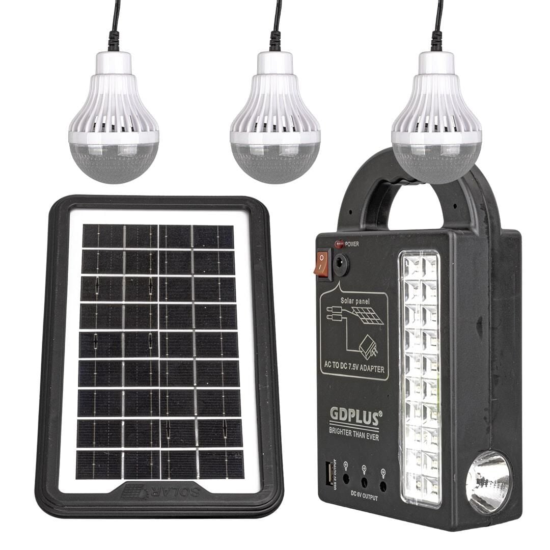 Powermaster GD-999 Güneş Güneş Enerji Panelli Solar Aydınlatma 3 Lambalı Powerbank Özellikli Kamp Lambası Aydınlatma