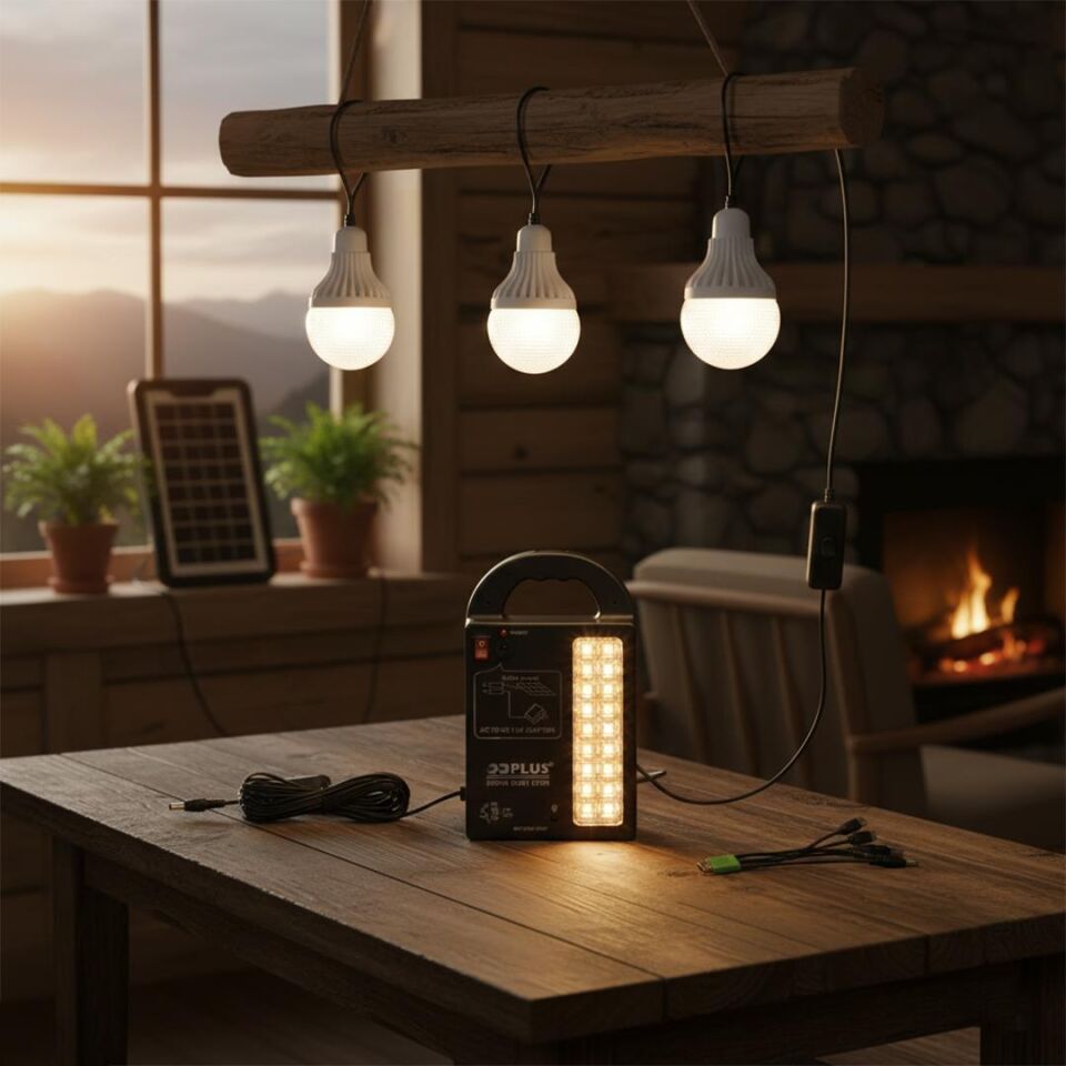 Powermaster GD-999 Güneş Güneş Enerji Panelli Solar Aydınlatma 3 Lambalı Powerbank Özellikli Kamp Lambası Aydınlatma