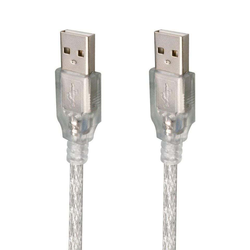 Powermaster USB Erkek Erkek 1.5 Metre USB Kablo Şeffaf