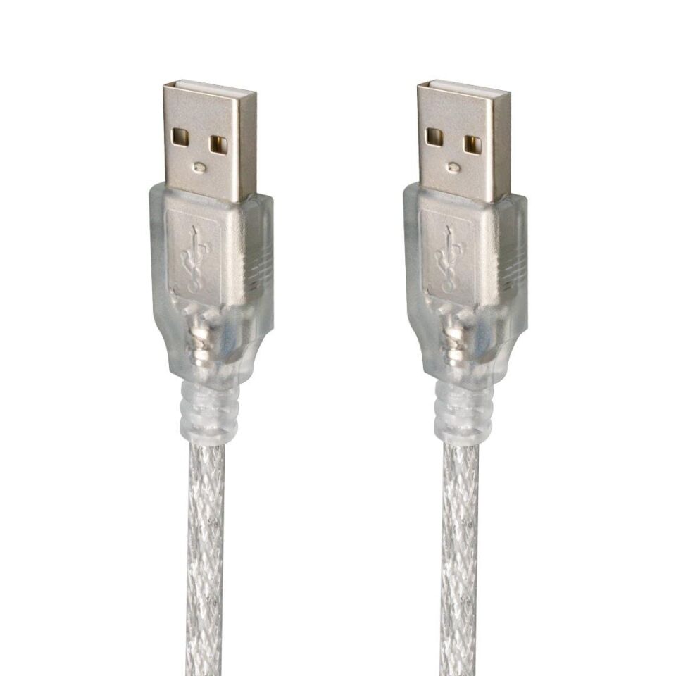 Powermaster USB Erkek Erkek 1.5 Metre USB Kablo Şeffaf