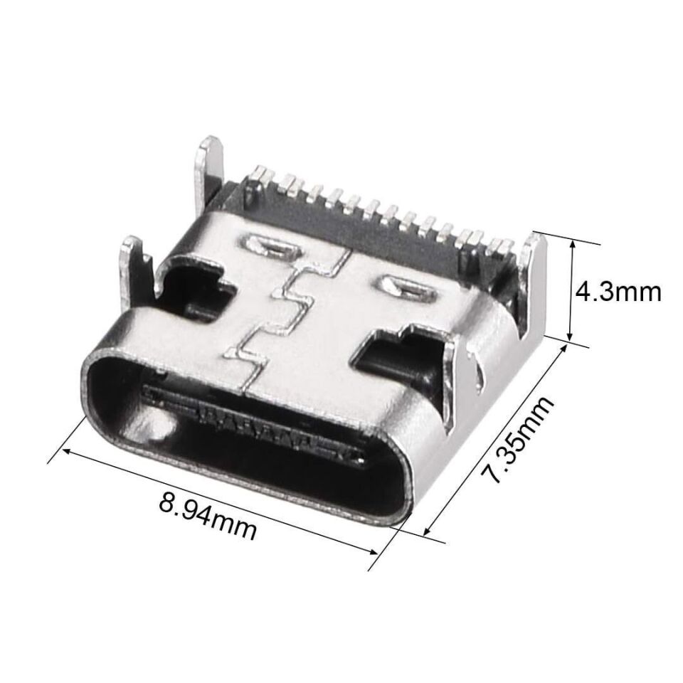 Ayt IC-266B-4 Type-C Dişi Şase Konnektör Usb 3.1 16 Pin Hızlı Şarj Destekli Soketi Girişi