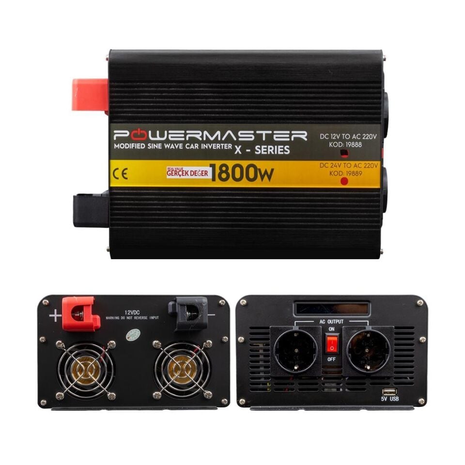 Powermaster 12-220V 12 Volt 1800 Watt Modified Sinus İnverter PWR1800-12