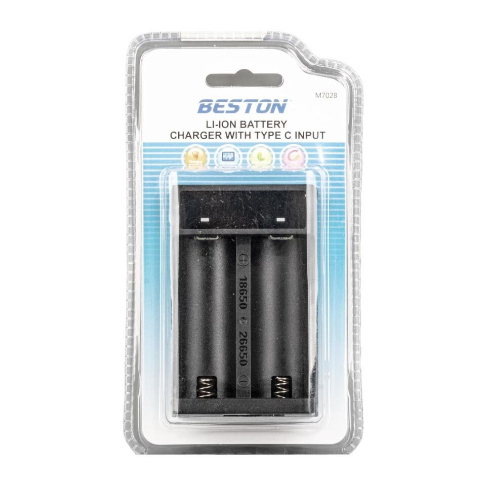 Ayt Beston M7028 Type-C Çıkışlı Hızlı Pil Şarj Cihazı Lion Pil 18650 21700 2660